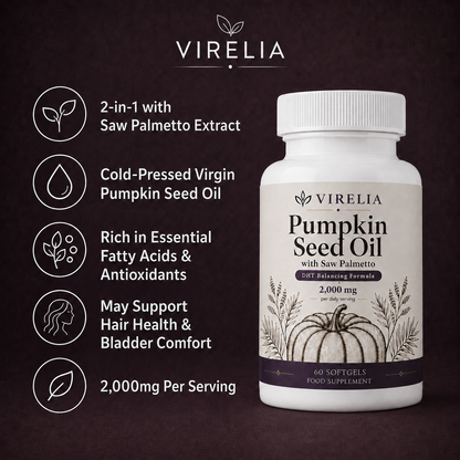 VIRELIA Pumpkin Seed Oil Softgels – Naturally Improves Bladder Comfort & Kidney Wellness