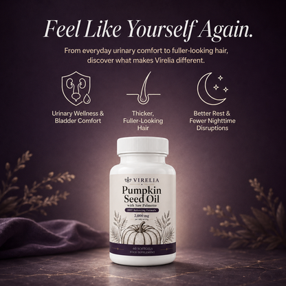 VIRELIA Pumpkin Seed Oil Softgels – Naturally Improves Bladder Comfort & Kidney Wellness