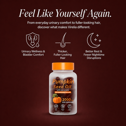 VIRELIA Pumpkin Seed Oil Softgels – Naturally Improves Bladder Comfort & Kidney Wellness