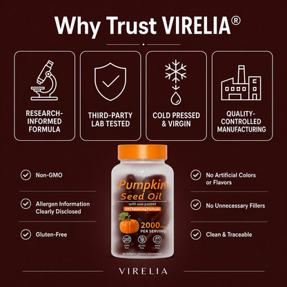 VIRELIA Pumpkin Seed Oil Softgels – Naturally Improves Bladder Comfort & Kidney Wellness