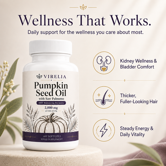VIRELIA Pumpkin Seed Oil Softgels – Naturally Improves Bladder Comfort & Kidney Wellness